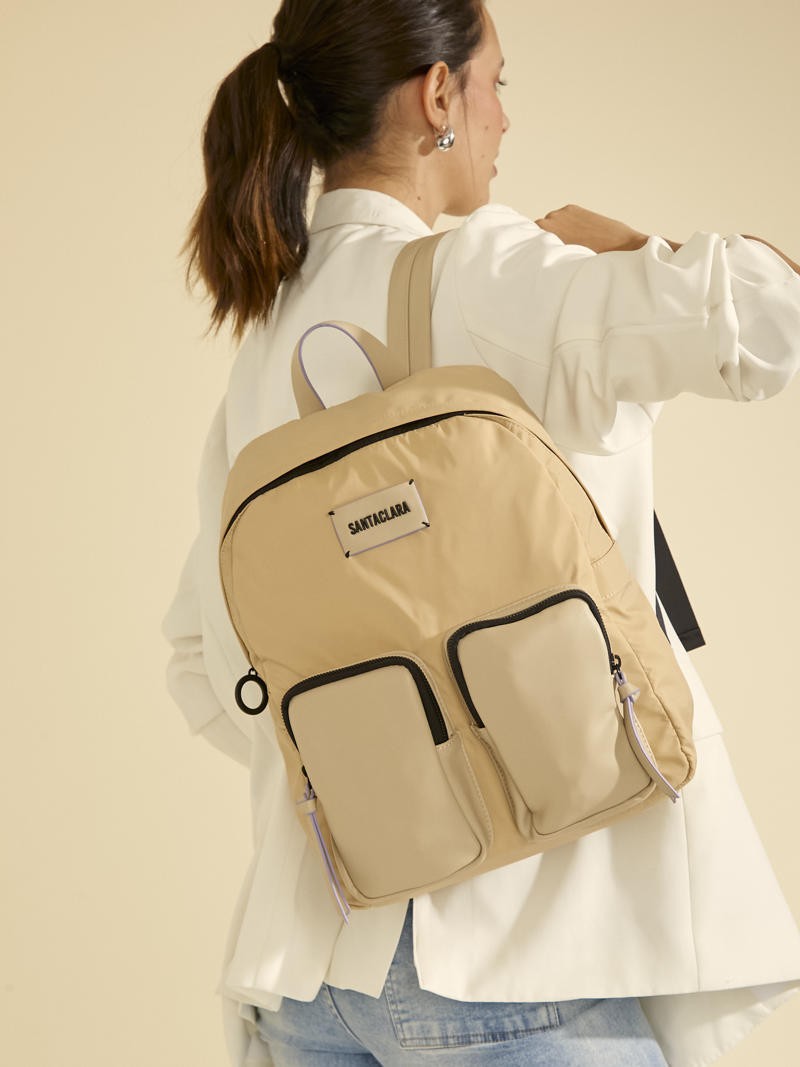 Mochila Catalina Beige Porta Notebook