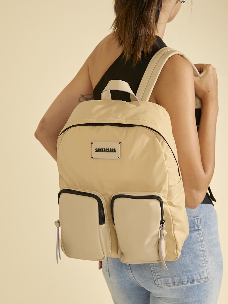 Mochila Catalina Beige Porta Notebook