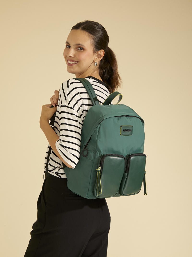 Mochila Catalina Verde Porta Notebook
