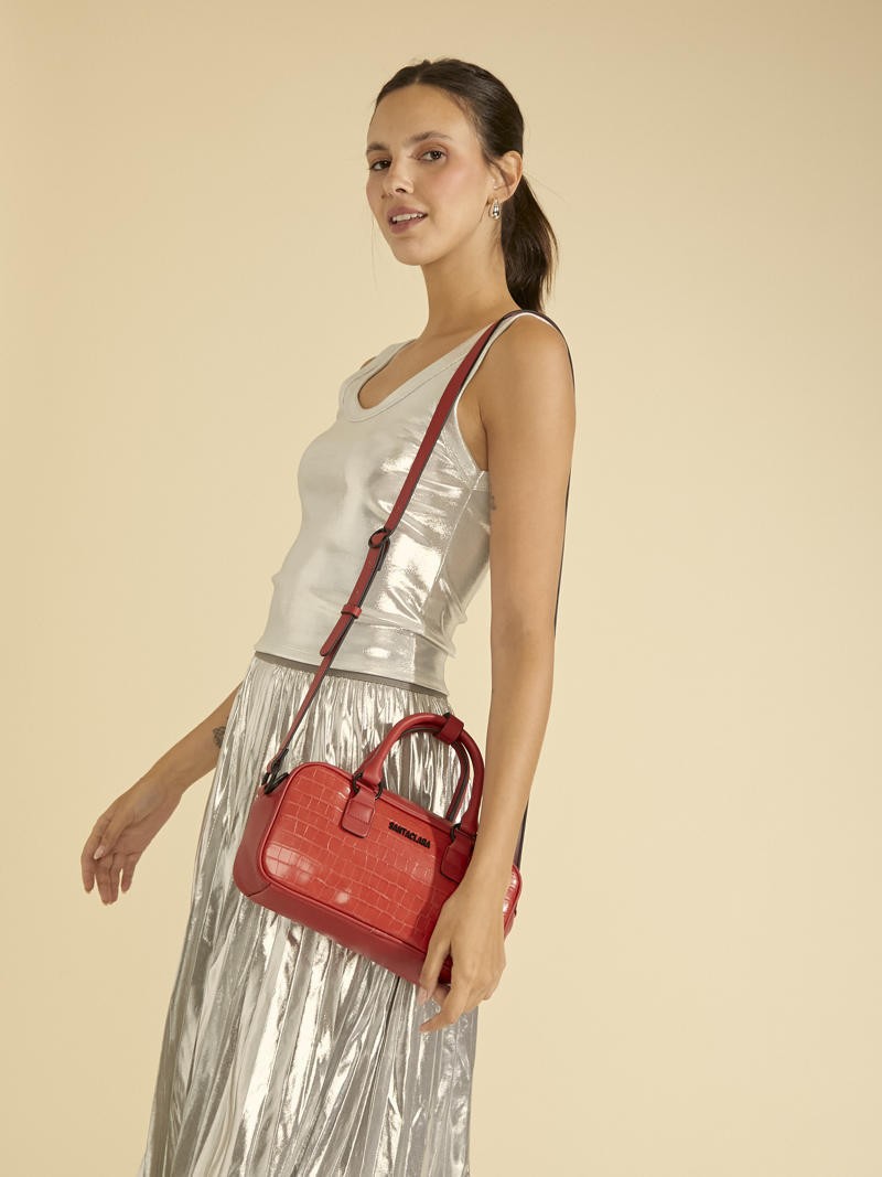 Cartera Bisi Rojo Croco