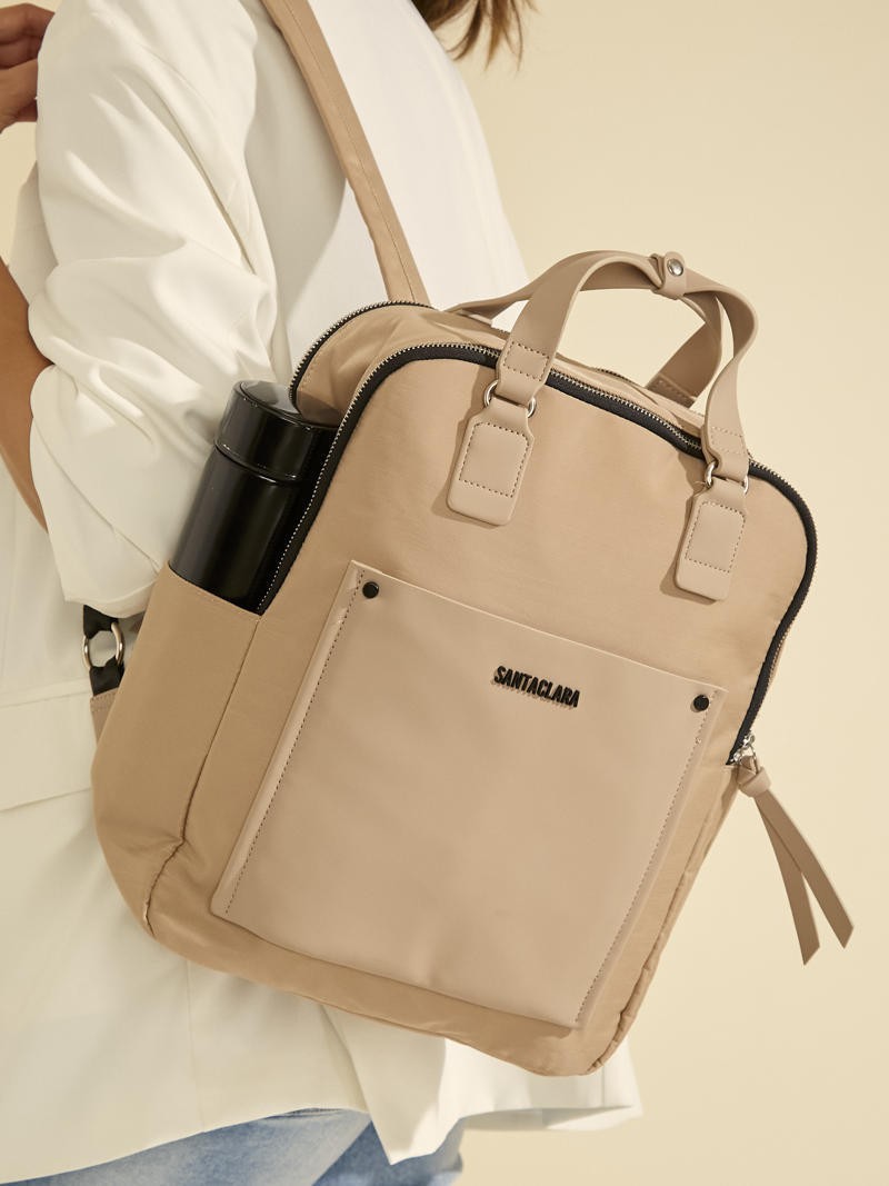 Mochila Nomi Beige Porta Notebook
