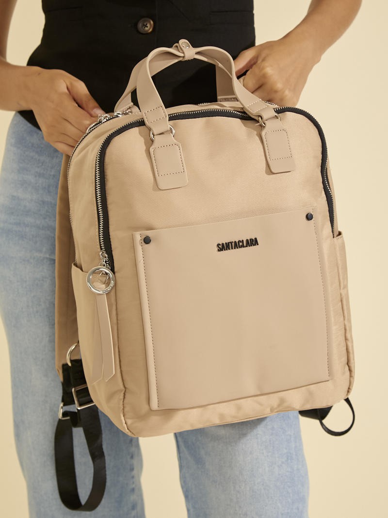 Mochila Nomi Beige Porta Notebook