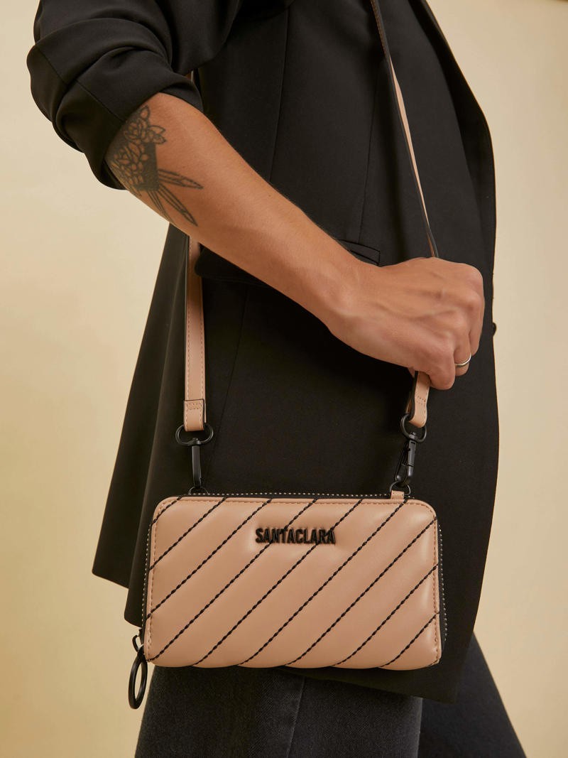 Billetera Lara Beige Con Correa