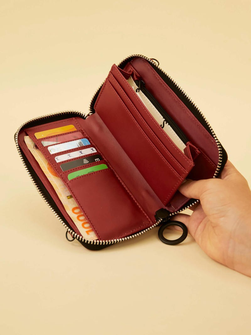 Billetera Lara Bordó Con Correa