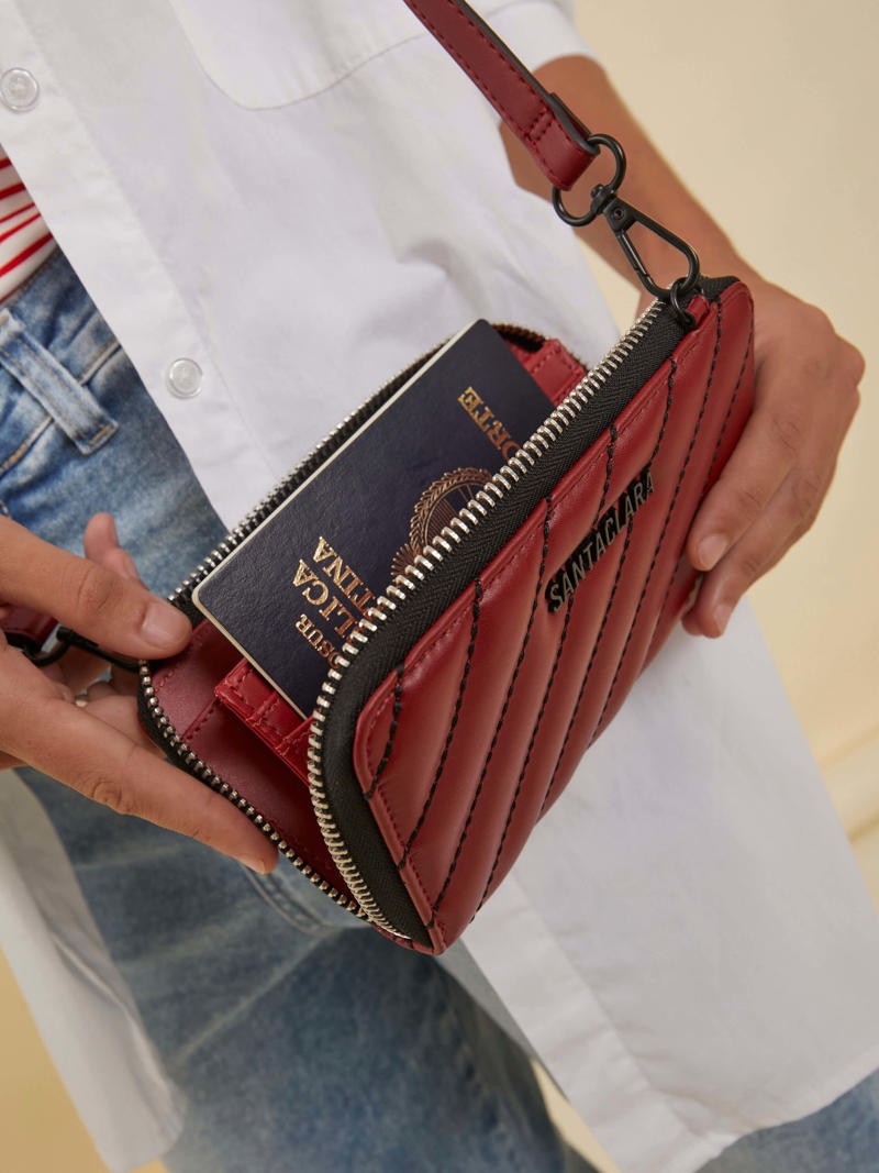 Billetera Lara Bordó Con Correa