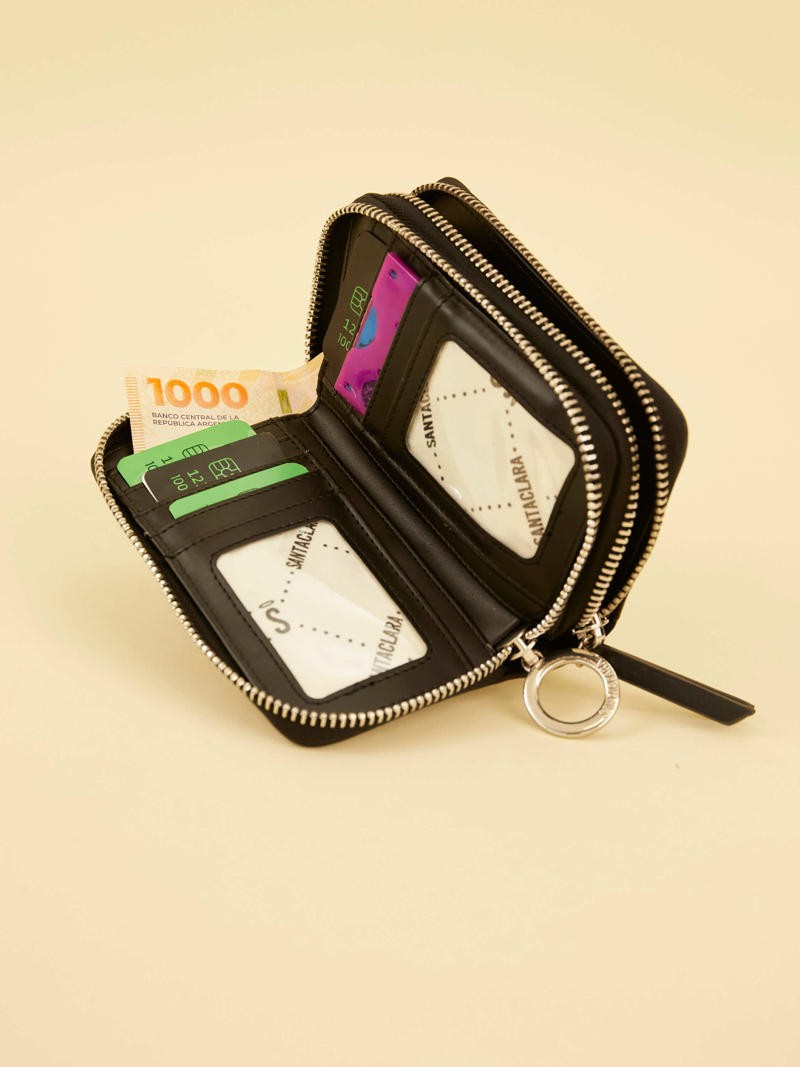 Billetera Midi Niki Negro Doble Compartimento