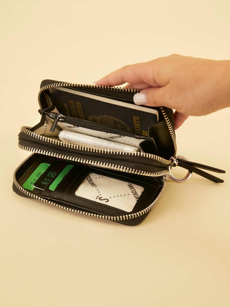 Billetera Midi Niki Negro Doble Compartimento