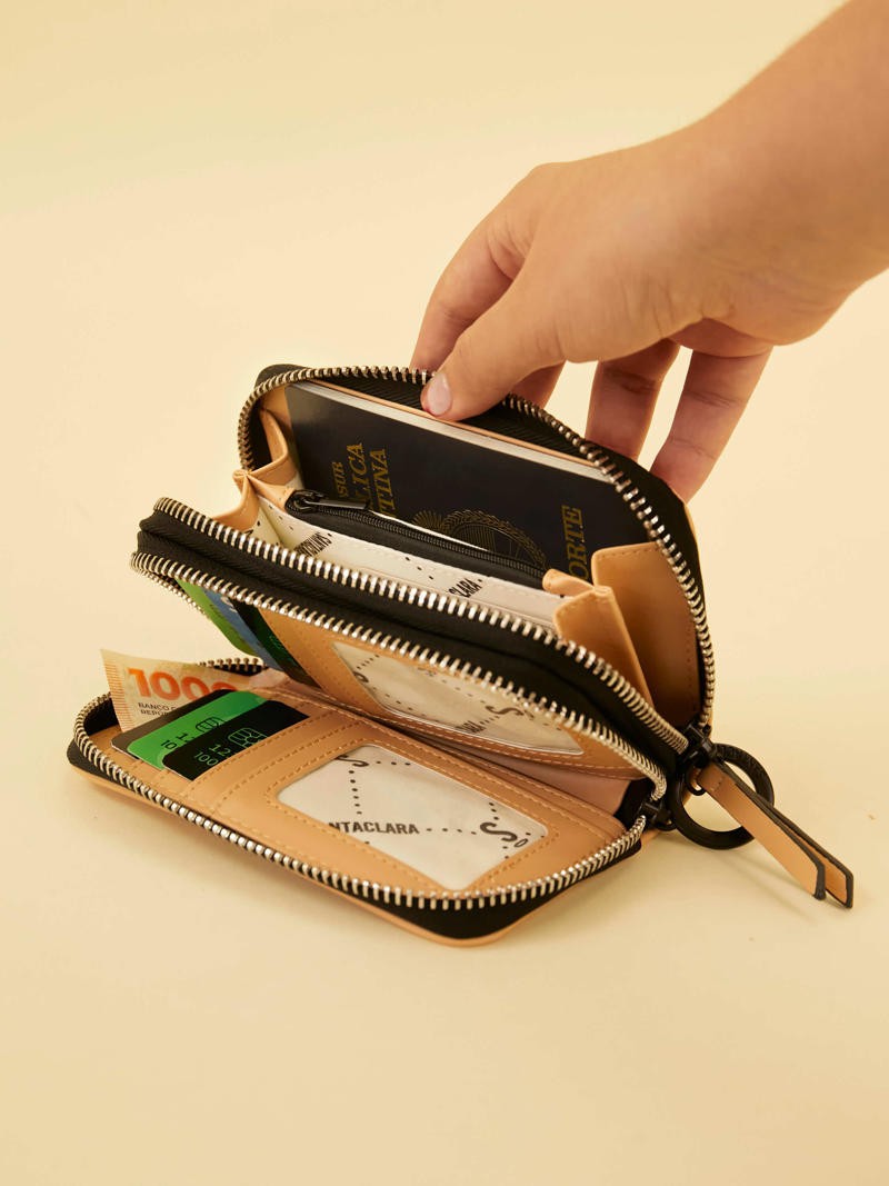 Billetera Midi Niki Camel Doble Compartimento
